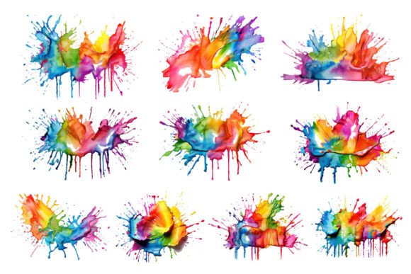 Download Rainbow Paint Splash, Paint Splatter Set - Splash Collection