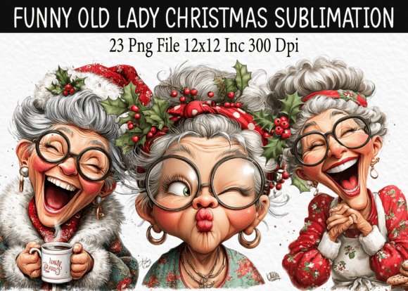 Download Funny Old Lady Christmas Sublimation - Sublimation Collection