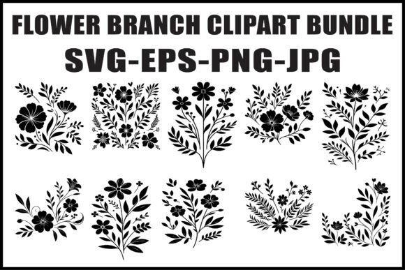 Download Vintage Flower Branch Vector Set - Flower branch Collection