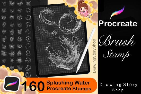 Download 160 Splashes Water Procreate Stamps - Splash Collection