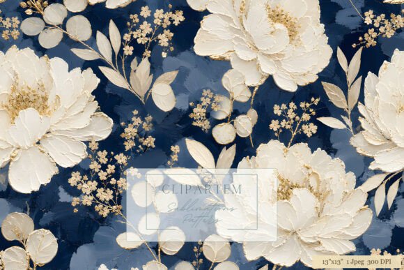 Download Navy Blue Ivory Peony Floral Pattern - Navy blue Collection