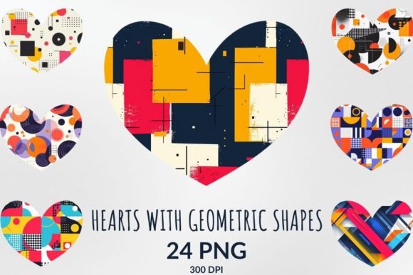 Download Hearts with Geometric Shapes Sublimation - Geometric shape Collection