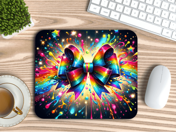 Download Rainbow Glitter Splash Bow Mousepad PNG - Splash Collection