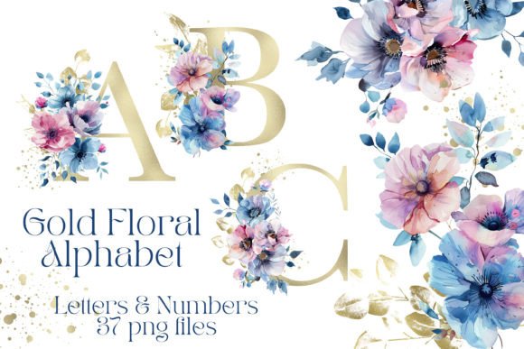 Download Gold Sublimation Floral Alphabet - Sublimation Collection
